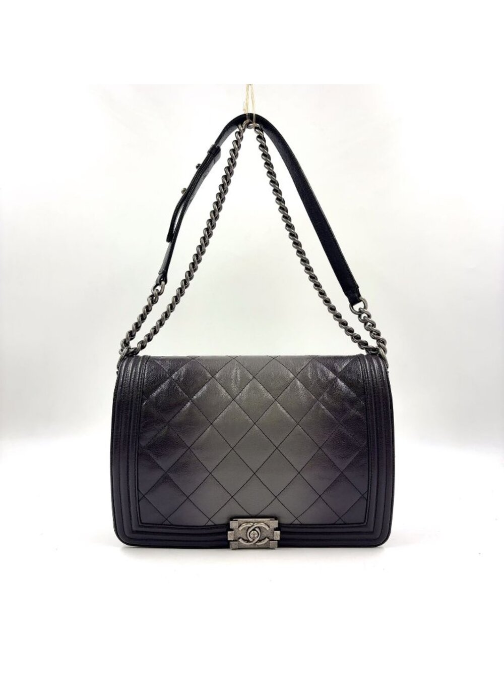 Chanel Boy Large Chezblanc Chain Shoulder Bag Leather Black
